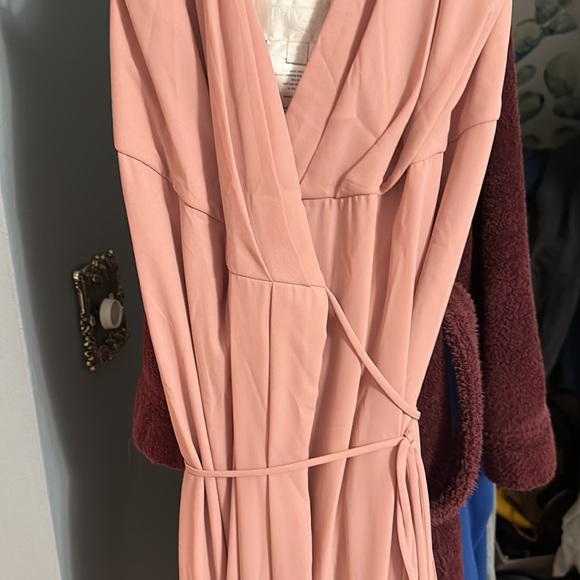 Davids bridal georgette wrap bridesmaid dress in ballet - Picture 5 of 8